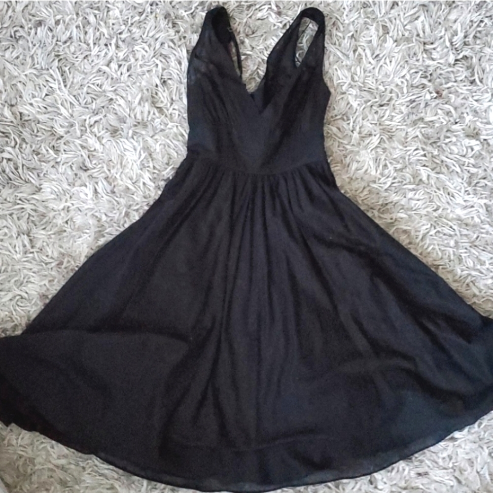 Banana Republic black summer dress with slip cotton goth, boho,petite size 2P